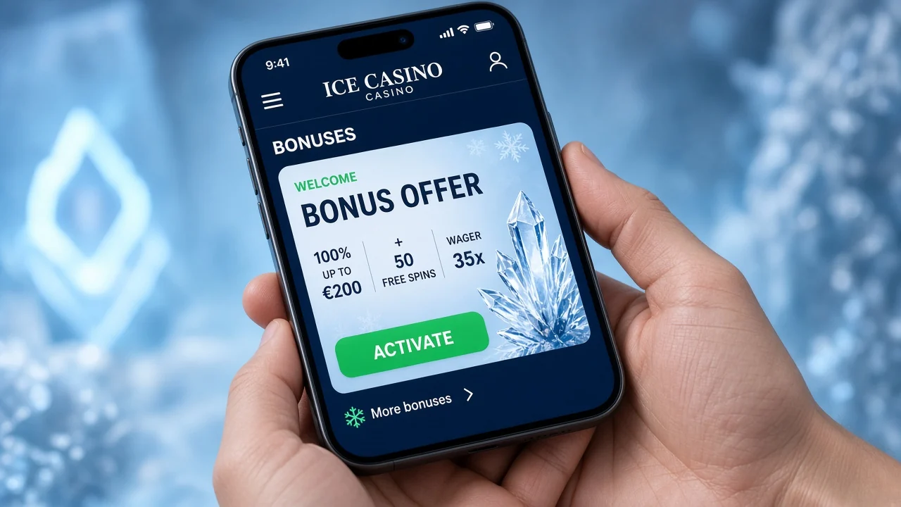 Aktywacja promocji Ice Casino w sekcji Bonusy